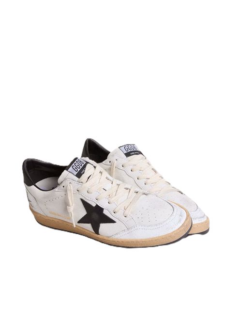 Golden Goose Ball Star Uomo in nappa bianca e stella nera Golden Goose | GMF00117F00377110283